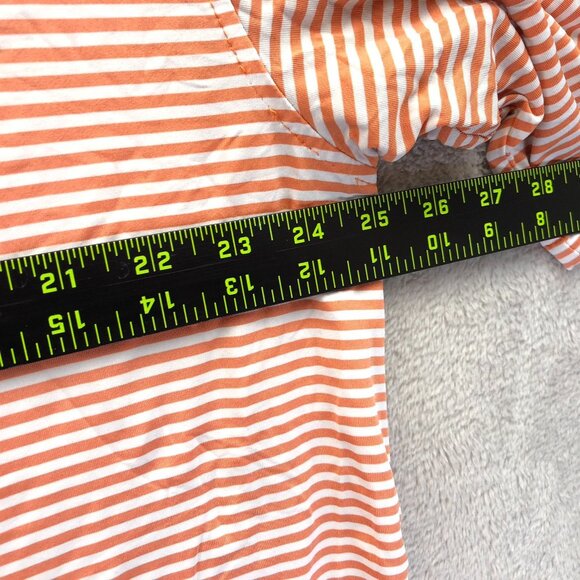 FootJoy Mens Polo Shirt XL Short Sleeve Casual Orange Striped Golf Performance - Picture 5 of 11